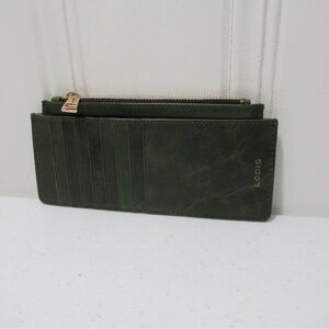 Lodis Green Long Stacker Leather Wallet RFID Protection
